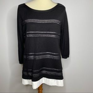 WHBM black and white sweater top size large